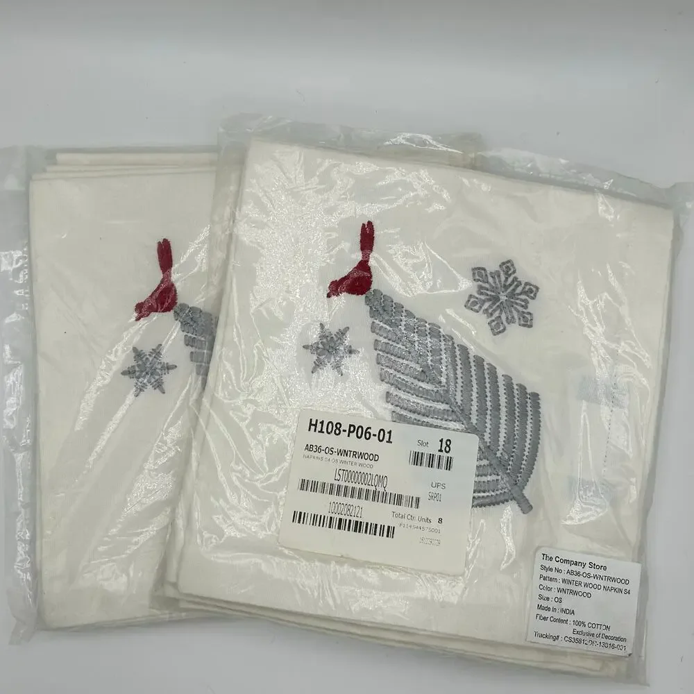 NEW 8 The Company Store Winter Wood Cloth Dinner Napkins 9